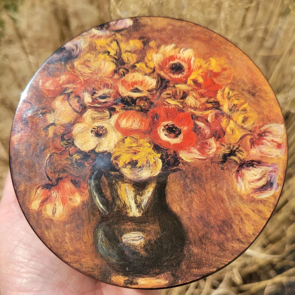 Laquer Music Trinket Box ~ Round Floral ~ Vintage? ~Otagiri? ~ Pretty ~ As Is!